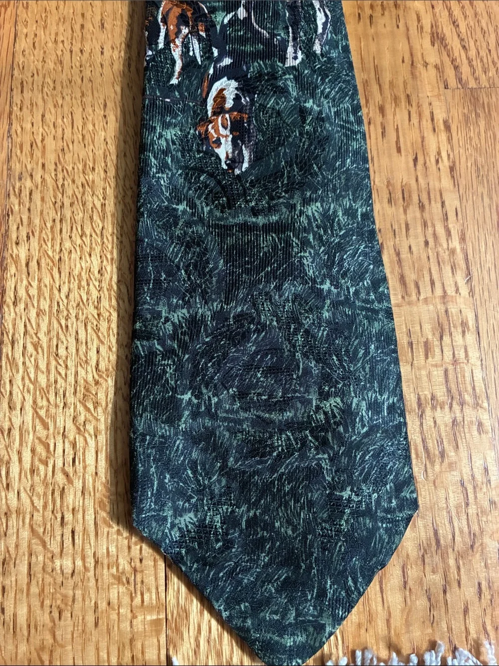 Robert Talbott Teal Hunting Scene Tie with Red Accents